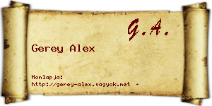 Gerey Alex névjegykártya